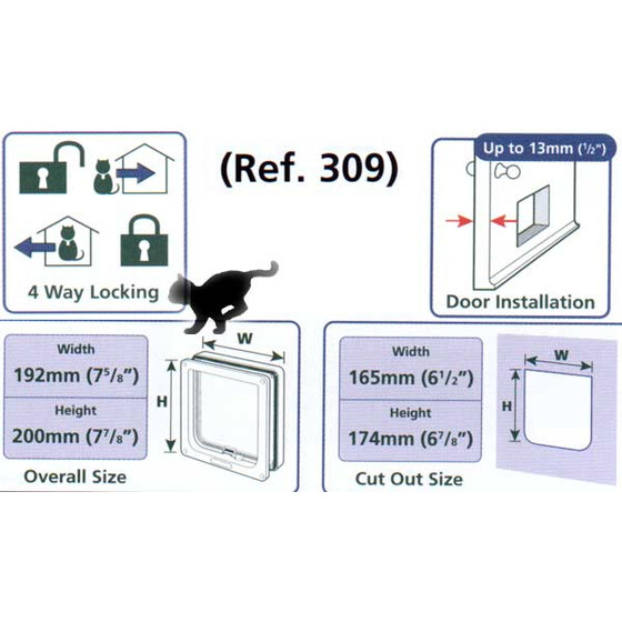 Katzenklappe Cat Mate, Nr. 309 4-Wege manuell braun