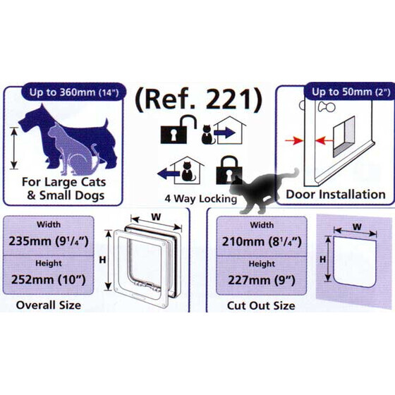 Katzenklappe Pet Mate Nr. 221 Large 4-Wege manuell braun