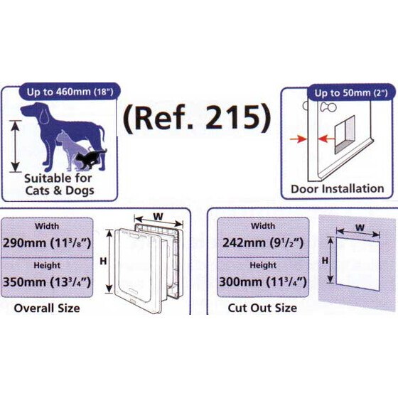 Mittelgro�e Hundet�r Dog Mate Nr. 215 2-Wege wei�