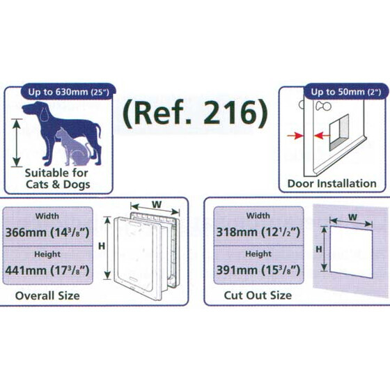 Gro�e Hundet�r Dog Mate Nr. 216 2-Wege wei�